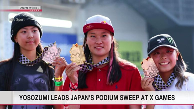 Yosozumi leads Japan's podium sweep at X Games women's skateboard park event