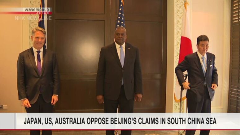 Japan, US, Australia oppose China's claims in South China Sea