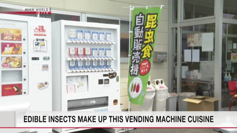 Edible insect vending machine set up in Nagano Pref.