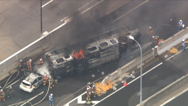 Police: Fire engulfed overturned bus in a few minutes