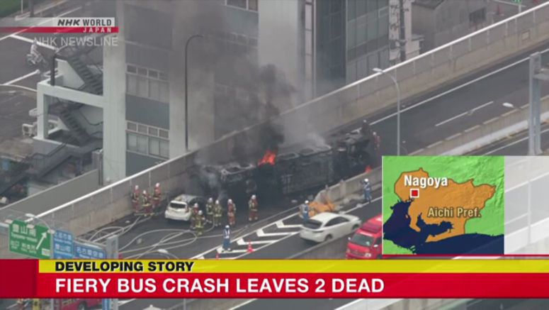 Fiery bus crash leaves two dead