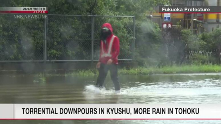 Torrential downpours in Kyushu, more rain in Tohoku