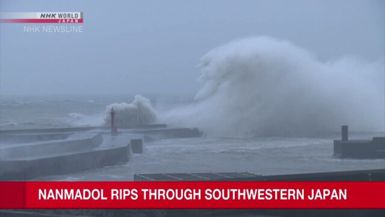 Severe Tropical Storm Nanmadol moving north after ripping through Kyushu