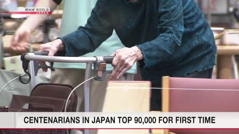 Number of people aged 100 and over in Japan tops 90,000 for first time