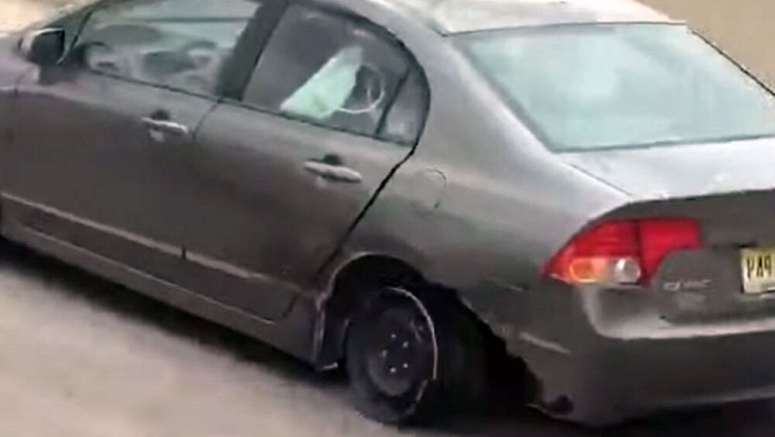 What The Heck? Honda Civic Filmed Driving On Its Rim Down New Jersey Interstate
