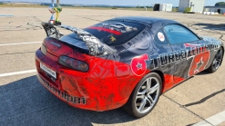 1,500 HP Toyota Supra Dragster Swerves To Avoid Obstacle At 140 MPH, Ends Up In Guardrail